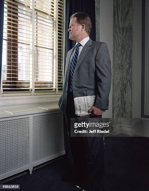 Senator Jim Webb poses at a portrait session for GQ Magazine in Washington, D.C.