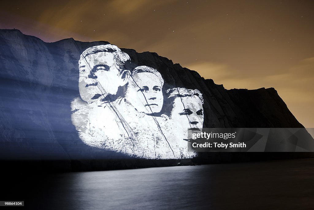 Prime Minister Candidates Projected on White Cliffs of Dover