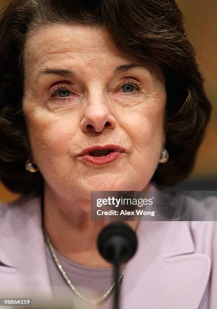 Caucus Chairman Sen. Dianne Feinstein speaks during a hearing before the Senate Caucus on International Narcotics Control May 5, 2010 on Capitol Hill...