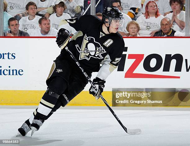 Evgeni Malkin of the Pittsburgh Penguins skates against the Montreal Canadiens in Game Two of the Eastern Conference Semifinals during the 2010 NHL...