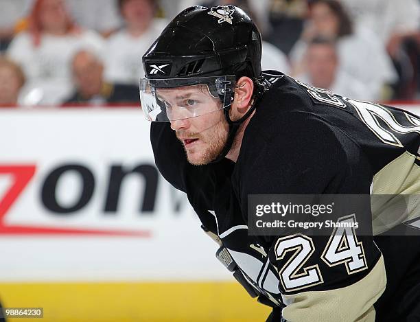 Matt Cooke of the Pittsburgh Penguins skates against the Montreal Canadiens in Game Two of the Eastern Conference Semifinals during the 2010 NHL...