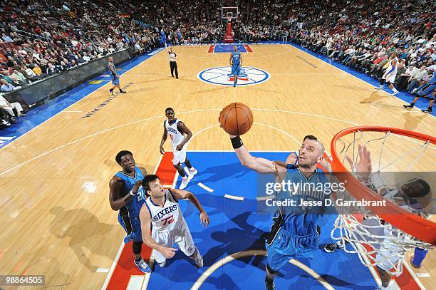 Marcin Gortat of the Orlando Magic makes a rebound against the Philadelphia 76ers during the game on March 22, 2010 at the Wachovia Center in...