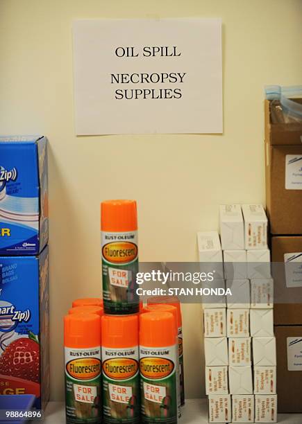 Extra supplies ordered by the Institute for Marine Mammal Studies in preparation for performing necropsies on animals killed by oil May 5, 2010 in...