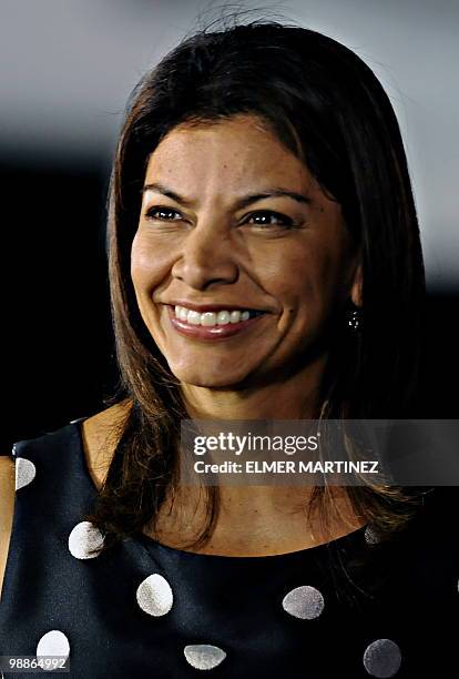 File picture of Costa Rican President-elect Laura Chinchilla upon her arrival at Managua, on April 20, 2010. Chinchilla, who will assume next May 8,...