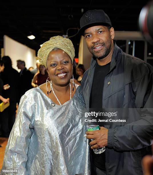 Actors Lillias White and Denzel Washington attend the 2010 Tony Awards Meet the Nominees press reception at The Millennium Broadway Hotel on May 5,...