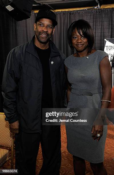 Actors Denzel Washington and Viola Davis attend the 2010 Tony Awards Meet the Nominees press reception at The Millennium Broadway Hotel on May 5,...