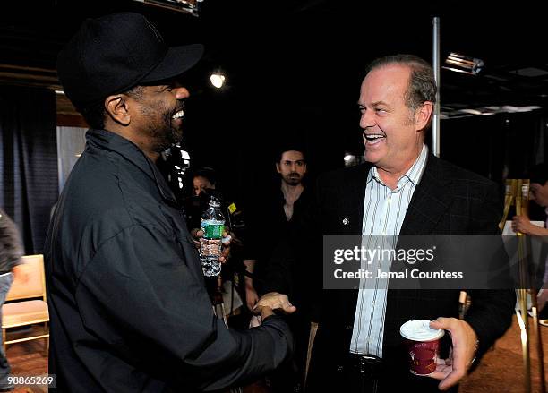 Actors Denzel Washington and Kelsey Grammer attend the 2010 Tony Awards Meet the Nominees press reception at The Millennium Broadway Hotel on May 5,...