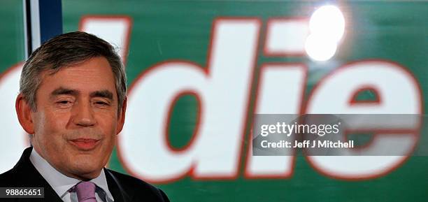 Prime Minister Gordon Brown and his wife Sarah visit Eddie Stobbart hauliers during the last day of campaigning before polling day on May 5, 2010 in...