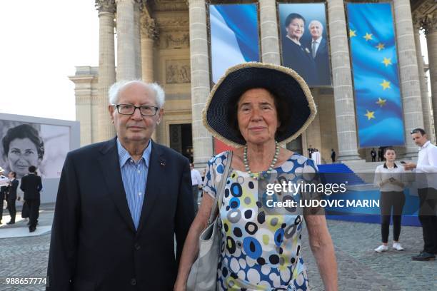 Nazi hunters Serge and Beate Klarsfeld arrive to attend the burial ceremony for former French politician and Holocaust survivor Simone Veil and her...