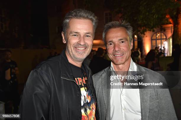 Timothy Peach and Hannes Jaenicke at the Event Movie meets Media during the Munich Film Festival on June 30, 2018 in Munich, Germany.