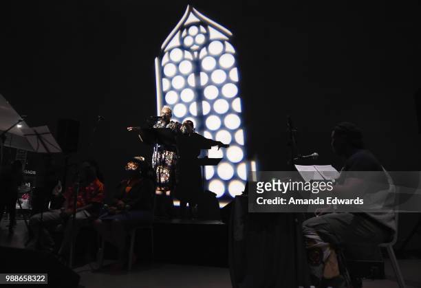 Jean Grae's Church of the Infinite You performs at Summer Happenings At The Broad: A Journey That Wasn't - Part 1 at The Broad on June 30, 2018 in...