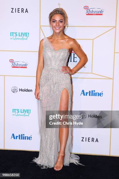 Sam Frost arrives at the 60th Annual Logie Awards at The Star Gold Coast on July 1, 2018 in Gold Coast, Australia.