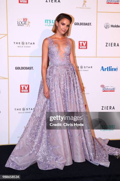 Rachael Finch arrives at the 60th Annual Logie Awards at The Star Gold Coast on July 1, 2018 in Gold Coast, Australia.