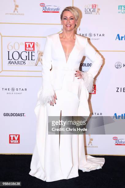 Amanda Keller arrives at the 60th Annual Logie Awards at The Star Gold Coast on July 1, 2018 in Gold Coast, Australia.