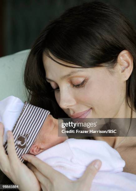 Oksana Grigorieva poses with her daughter Lucia during a photo shoot on November 2, 2009 in Los Angeles, California.