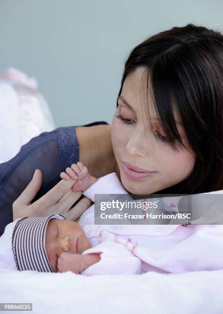 Oksana Grigorieva poses with her daughter Lucia during a photo shoot on November 2, 2009 in Los Angeles, California.