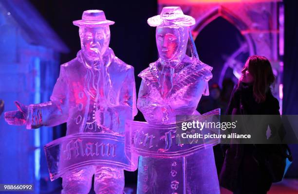 The new Eiswelt entitled "Die geheimnisvolle Stadt - 800 Jahre Rostock" is presented during a press event at Karls Erlebnis-Dorf, in Roevershagen,...