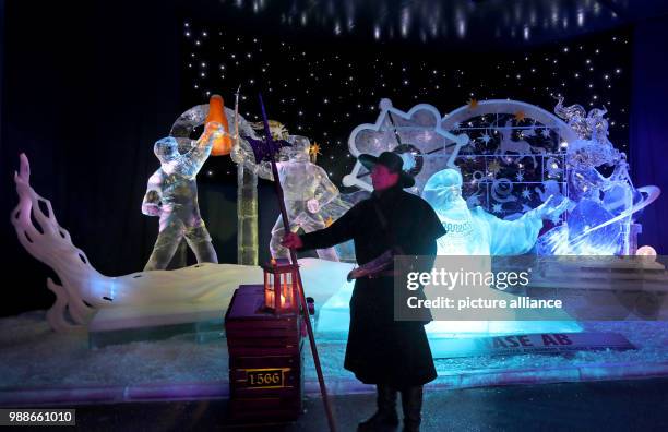 The new Eiswelt entitled "Die geheimnisvolle Stadt - 800 Jahre Rostock" is presented during a press event at Karls Erlebnis-Dorf, in Roevershagen,...