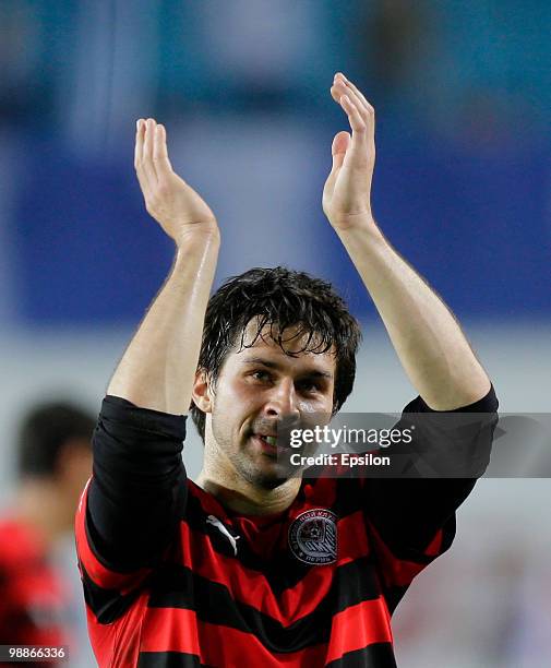 Miklos Gaal of FC Amkar Perm reacts during the Russian Football League Championship match between FC Dynamo Moscow and FC Amkar Perm at the Khimki...