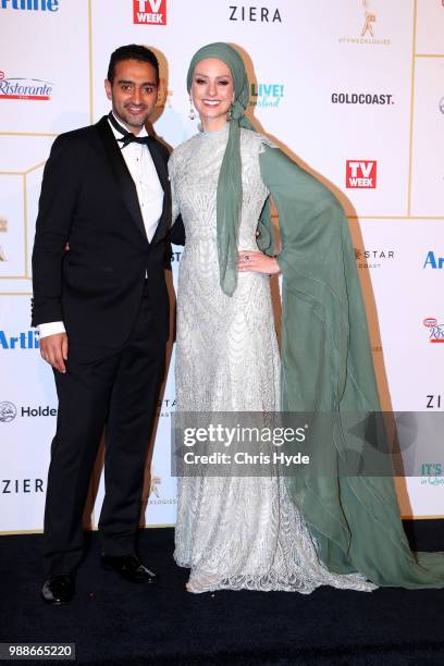 Waleed Aly and wife Susan Carland arrive at the 60th Annual Logie Awards at The Star Gold Coast on July 1, 2018 in Gold Coast, Australia.