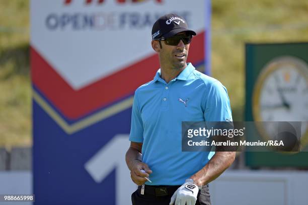 Alvaro Quiros of Spain reacts during The Open Qualifying Series part of the HNA Open de France at Le Golf National on July 1, 2018 in Paris, France.