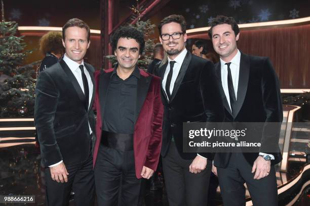 Singer Rolando Villazon and the music group Blake, pictured at the TV fundraiser "Die schoensten Weihnachts-Hits" in Munich, Germany, 7 December...