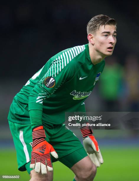 Berlin's goalkeeper Jonathan Klinsmann in action during the Europa League group J soccer match between Hertha BSC and Oestersunds FK at the Olympia...