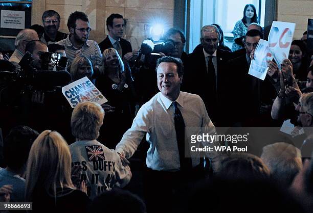 Conservative Party leader David Cameron campaigns at a party rally at the end of his 24hr campaign stint on May 5, 2010 in Bristol, United Kingdom....