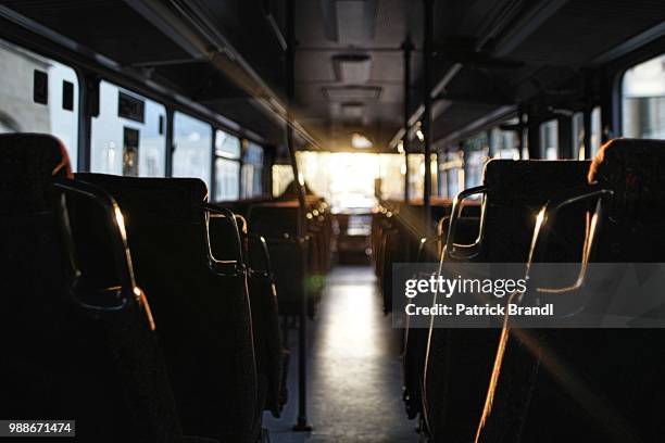 another one rides the bus - bus interior stock-fotos und bilder