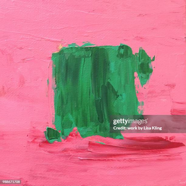 abstract art: green block textured ikat acrylic palette knife painting - modern art photos et images de collection