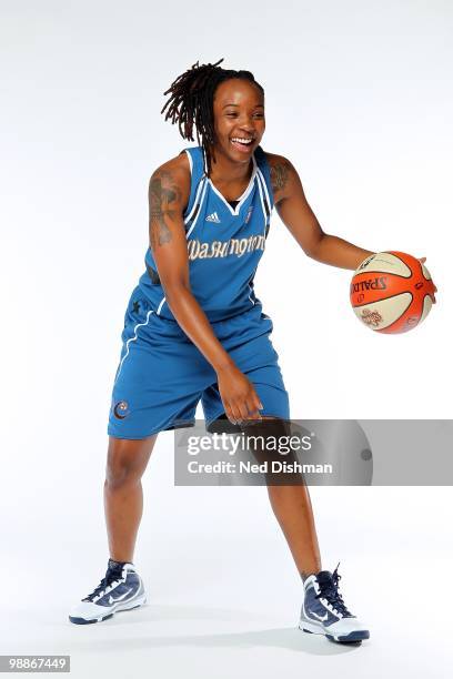 Alysha Harvin of the Washington Mystics poses for a portrait during WNBA Media Day at the Verizon Center on April 30, 2010 in Washington, DC. NOTE TO...