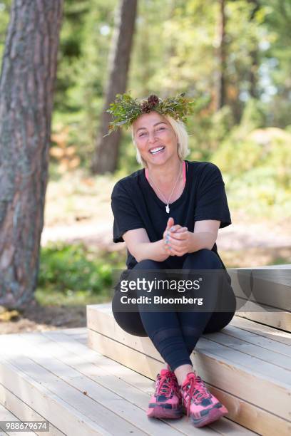 Kristina Roth, founder of the SuperShe network, poses for a photograph on SuperShe island near Raasepori, Finland, on Wednesday, June 27, 2018. The...