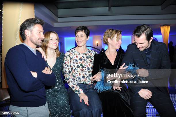 The actors Benjamin Sadler , Karoline Schuch, Bibiana Beglau, Margarita Broich and Felix Klare at the traditional Advent meal of the ARD at the...