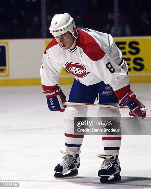 Mark Recchi of the Montreal Canadiens skates during the 1990's at the Montreal Forum in Montreal, Quebec, Canada. Recchi played for the Montreal...