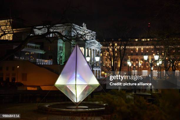 Spectators gate at the different Christmas tree variations and sculptures in Riga, Latvia, 8 December 2017. The "road of Christmas Trees" is set up...