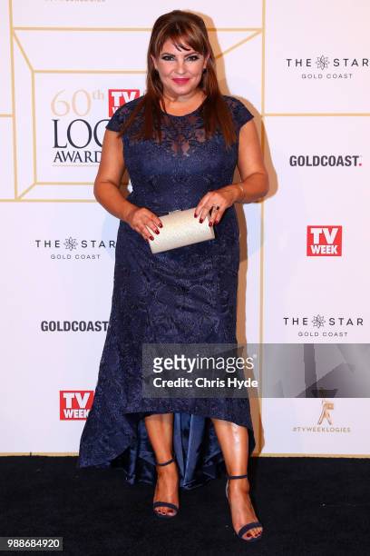 Rebekah Elmaloglou arrives at the 60th Annual Logie Awards at The Star Gold Coast on July 1, 2018 in Gold Coast, Australia.