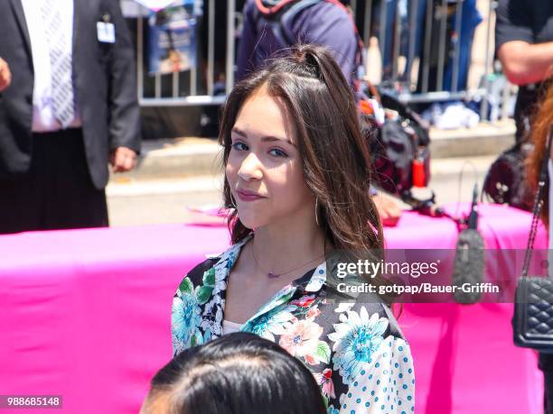 Jenna Ortega is seen outside 'Hotel Transylvania 3' Premiere at Regency Village Theatre on June 30, 2018 in Los Angeles, California.