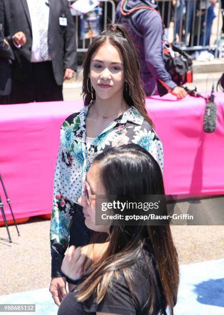 Jenna Ortega is seen outside 'Hotel Transylvania 3' Premiere at Regency Village Theatre on June 30, 2018 in Los Angeles, California.