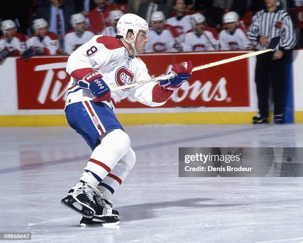 Mark Recchi of the Montreal Canadiens skates during the 1990's at the Montreal Forum in Montreal, Quebec, Canada. Recchi played for the Montreal...