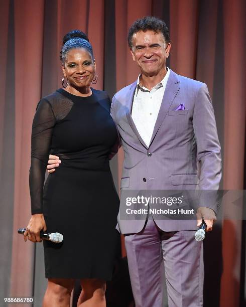 Audra McDonald and Brian Stokes Mitchell perform at the Concert For America: Stand Up, Sing Out! at The Great Hall at Cooper Union on June 30, 2018...