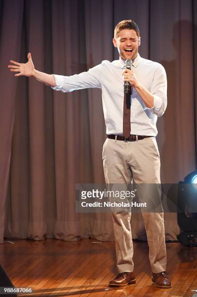 Jeremy Jordan performs at the Concert For America: Stand Up, Sing Out! at The Great Hall at Cooper Union on June 30, 2018 in New York City.