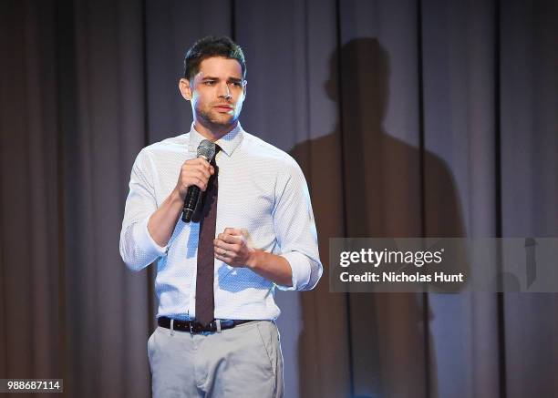 Jeremy Jordan performs at the Concert For America: Stand Up, Sing Out! at The Great Hall at Cooper Union on June 30, 2018 in New York City.