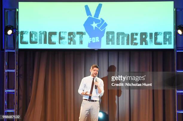 Jeremy Jordan performs at the Concert For America: Stand Up, Sing Out! at The Great Hall at Cooper Union on June 30, 2018 in New York City.