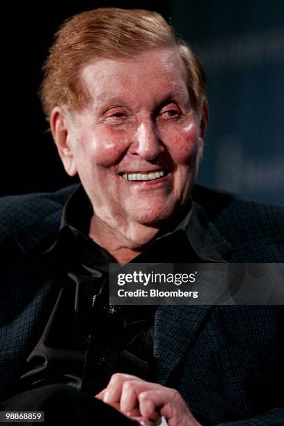 Sumner Redstone, chairman and founder of Viacom Inc., speaks at the Milken Institute Global Conference in Los Angeles, California, U.S., on Monday,...