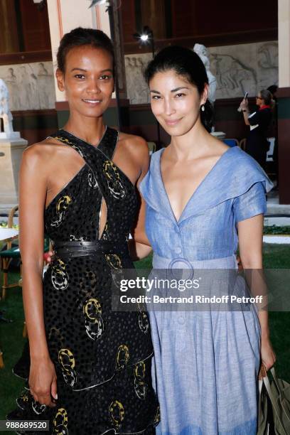 Model Liya Kebede and Caroline Issa attend the Sonia Rykiel - Paris Fashion Week - Haute Couture Fall/Winter 2018-2019 at Les Beaux-Arts de Paris on...