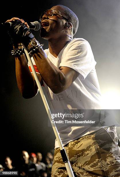 Lupe Fiasco performs in support of his Lasers release at The Warfield on May 4, 2010 in San Francisco, California.