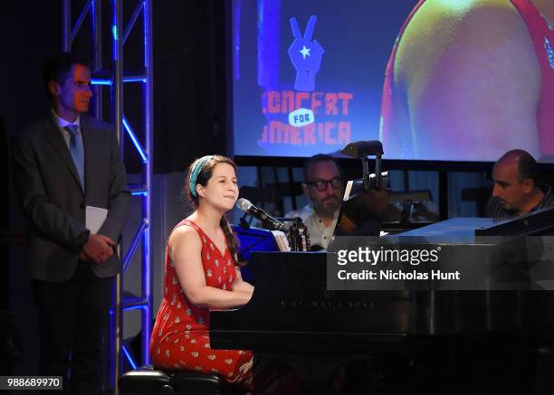 Shaina Taub performs at the Concert For America: Stand Up, Sing Out! at The Great Hall at Cooper Union on June 30, 2018 in New York City.