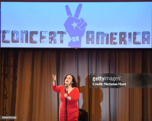 Olga Merediz performs at the Concert For America: Stand Up, Sing Out! at The Great Hall at Cooper Union on June 30, 2018 in New York City.