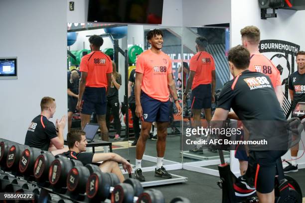 Tyrone Mings with Bournemouth manager Eddie Howe during a series of fitness tests, ahead of the 2018-19 Premier League season, on June 30, 2018 in...