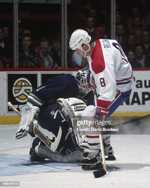 Mark Recchi of the Montreal Canadiens skates during the 1990's at the Montreal Forum in Montreal, Quebec, Canada. Recchi played for the Montreal...